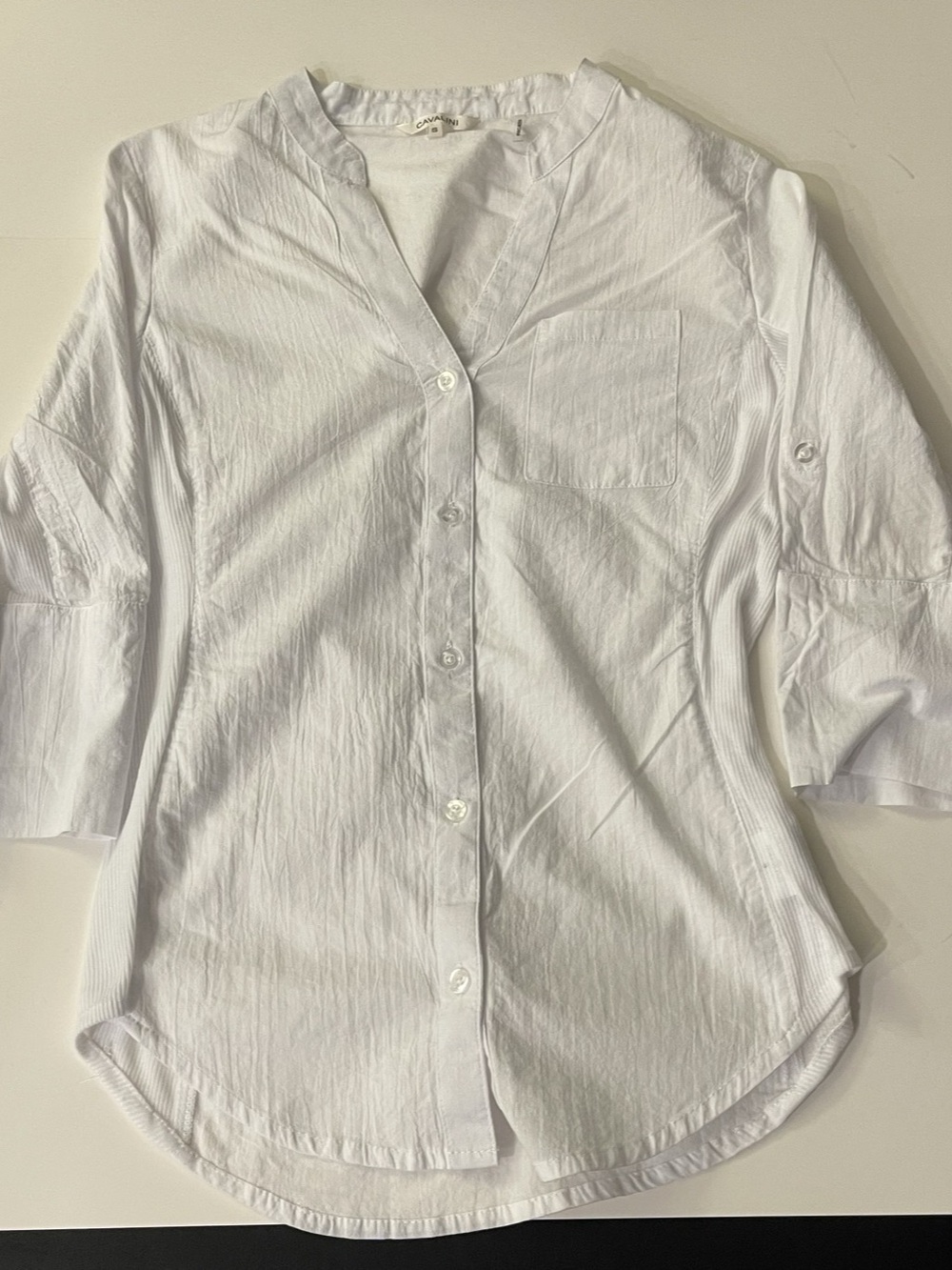 Cavalini White Button Front Shirt Small Like New